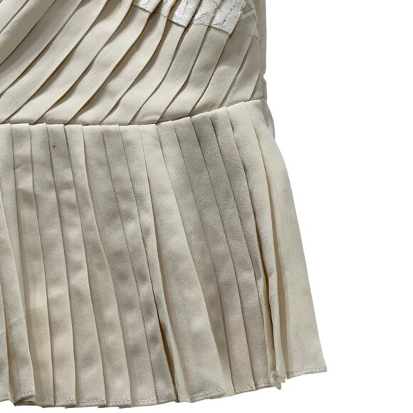 PINS AND NEEDLES Women's Top Beige Sleeveless Pleats Peplum Lace Contrast Size S - Picture 3 of 6